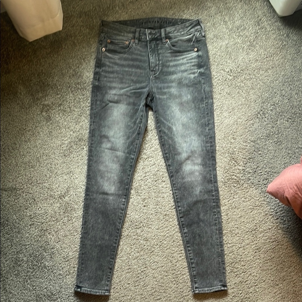 American Eagle Outfitters Gray Jeggings with Distressed Look